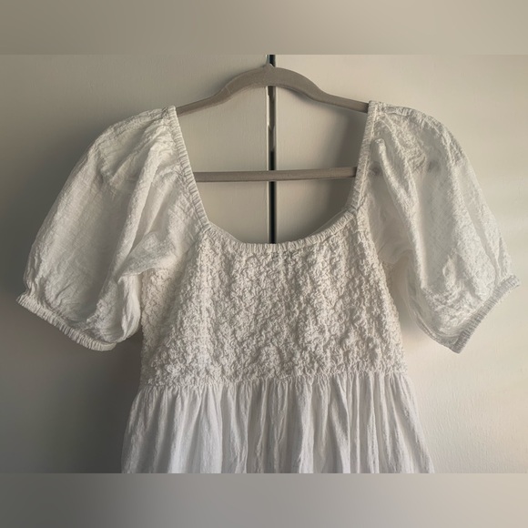 Topshop White Smocked Midi Dress - Picture 4 of 7